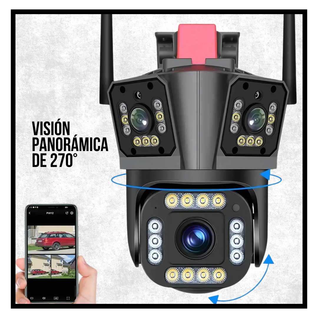 CÁMARA TRIPLE VISIÓN: Seguridad Total sin Puntos Ciegos